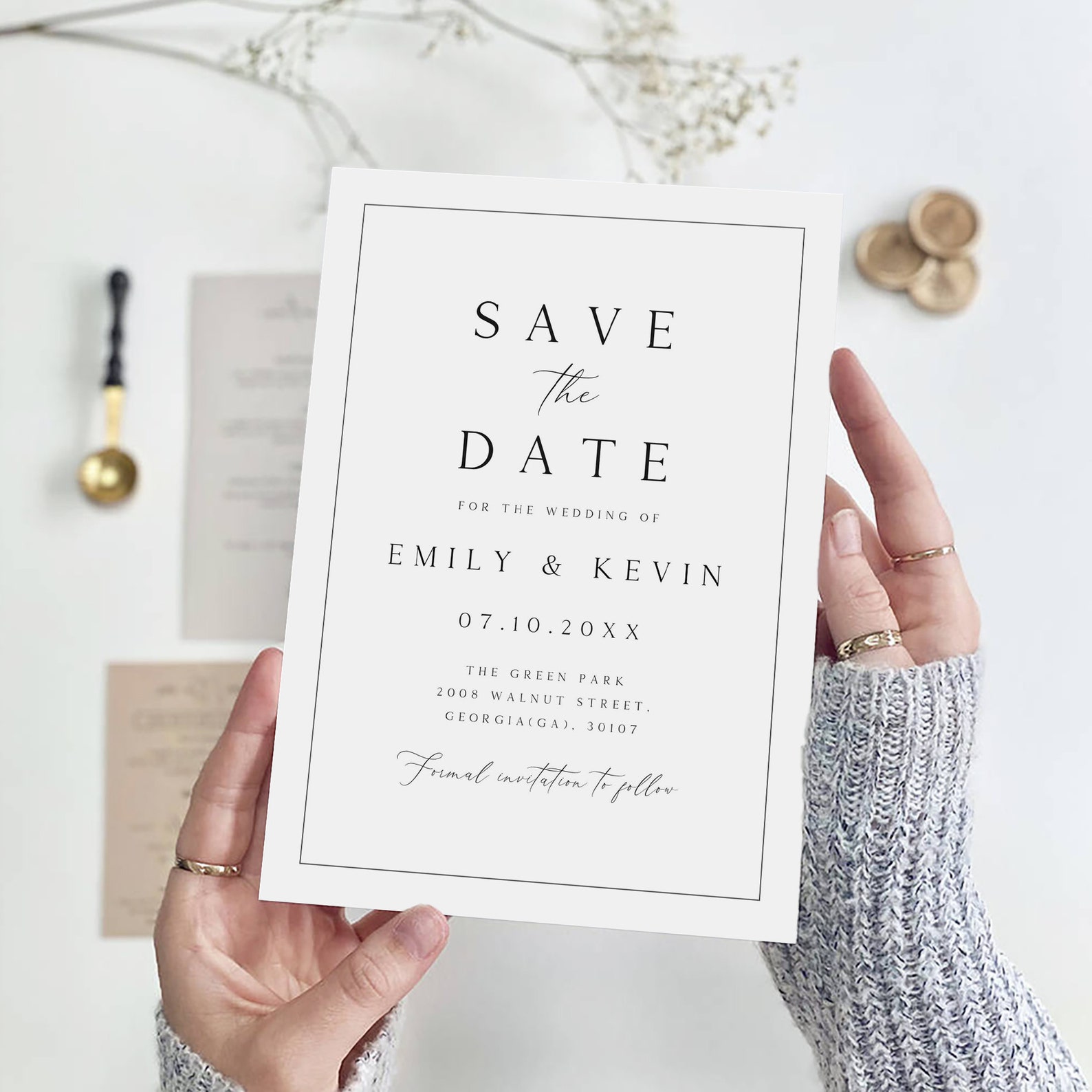 Minimalist Save the Date Template, Editable Save the Date Card ...