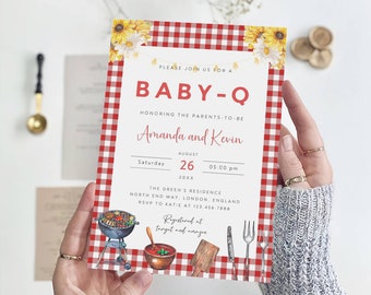 Modello di invito per baby shower a tema barbecue modificabile (download digitale)