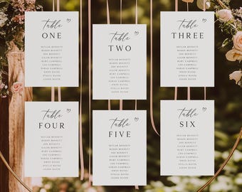 Minimalist Script Wedding Seating Chart Cards (Digital Download)