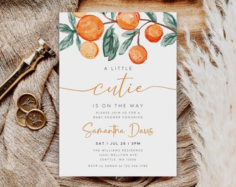Orange Baby Shower Invitation Template, A Little Cutie (Evite)