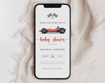 Editable Race Car Baby Shower E-vite (Digital)