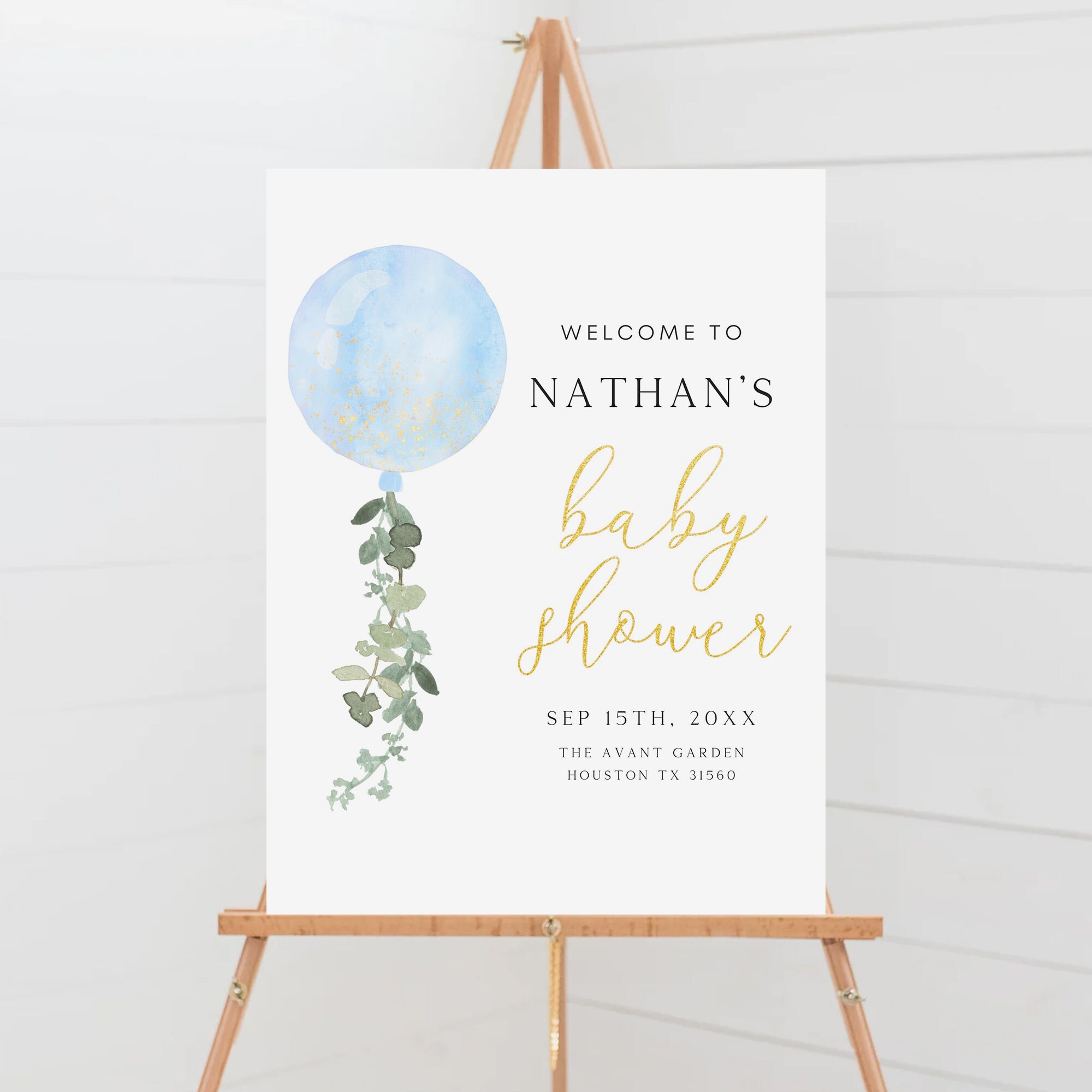 Blue Balloon Baby Shower Welcome Sign, Boy Baby Shower Welcome Sign ...