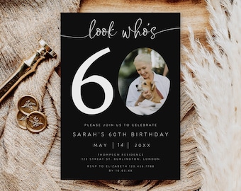 Photo 60th Birthday Invitation Template (Digital Download)