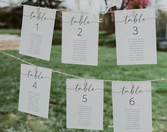 Modern Wedding Table Seating Chart Cards, Minimalist Printable (Digital)