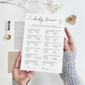 Modèle de quiz de baby shower, jeu de quiz de baby shower, jeux de baby shower, questions de quiz, modèle de jeu de quiz, neutre en matière de genre, B-83