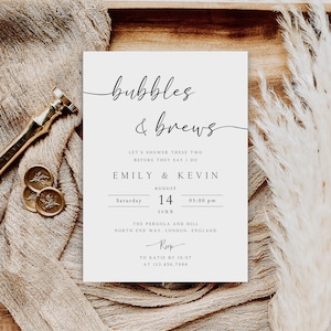Editable Bubbles and Brews Couples Shower Invitation, Brews and Bubbly Bridal Shower Invite, Instant Download, Before They Say I Do, BSI-30