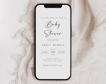 Gender Neutral Baby Shower Evite Template, Minimalist Design (Digital Download)