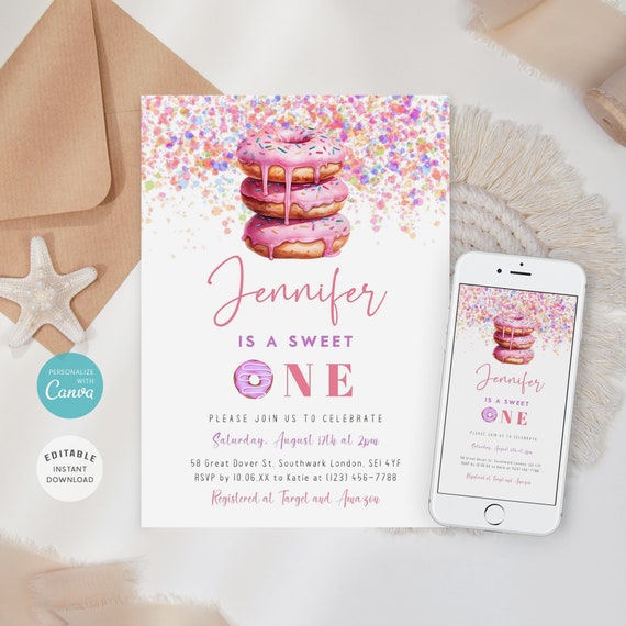 Friendly Fox Doughnut Lot De 12 Cartes D'invitation En Forme De Donut Pour Anniversaire D'enfant Garçon Fille – Invitation Amusante – Donut Party