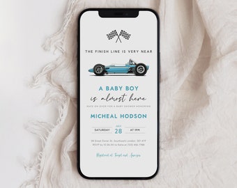 Race Car Baby Shower Invitation, Blue E-vite (Digital)