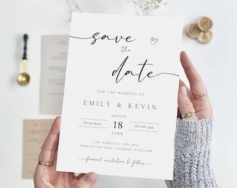 Elegant Save the Date Template, Printable Card (Digital Download)