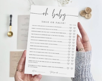 Gioco "Oh Baby: Vero o Falso" per Baby Shower (stampabile)
