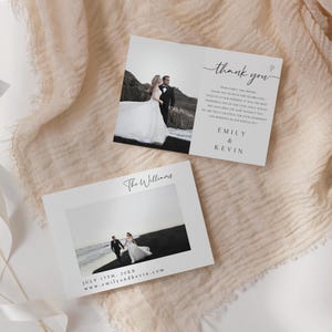 Foto Minimalist Danke Kartenvorlage, Bearbeitbare Danke Gefaltete Karte, Moderne Hochzeit Danke Karte, Note Karte, Sofortiger Download, TC-26