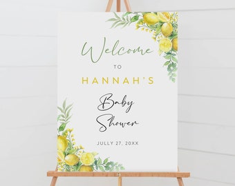 Lemon Baby Shower Welcome Sign, Summer Citrus Poster (Editable Template)