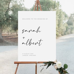 Wedding Welcome Sign Template, Modern Wedding Welcome Poster, Minimalist Wedding Welcome Sign, Calligraphy, Editable & Printable, SG-46