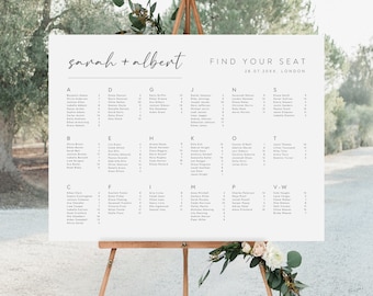Elegant Wedding Seating Chart Template, Alphabetical (Digital Download)