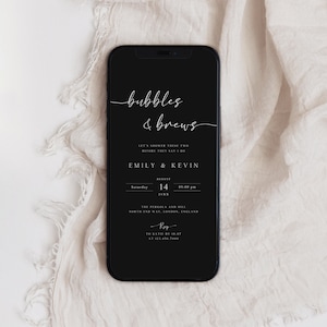 Bubbles and Brews Couples Shower Invitation, Brews and Bubbly Bridal Shower Dijital Invite, Editable Template, Couples Shower E-vite, BSI-34