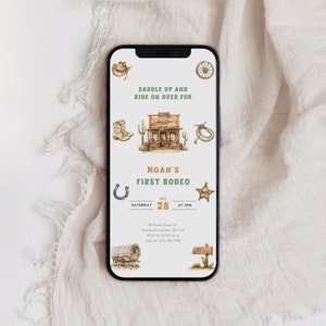 Cowboy Birthday Invitation Template, Wild West Birthday Evite, Western First Birthday Electronic Invitation, Instant Download, Evite, B-631