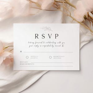 Minimalistische Hochzeits-Rsvp-Karte, Hochzeitsantwortkartenvorlage, DIY-Rsvp-Karte, Antwortkarten-Postkarte, bearbeitbare Hochzeitsantwortkarte, Instant, RS-24