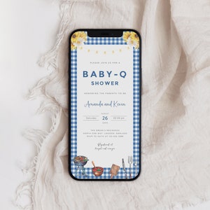 Modello di invito elettronico per barbecue Baby Shower, invito digitale per baby shower nel cortile, invito per barbecue Baby Shower, download istantaneo, B-670