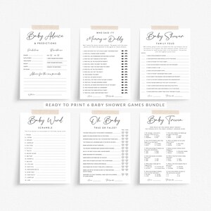Baby Shower Game Bundle, Jeux de baby shower, Baby Family Feud, Baby Shower Trivia, Jeux imprimables, Modèles modifiables, B-133