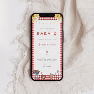 Invito elettronico modificabile per baby shower BBQ, invito digitale per baby shower in giardino, invito per baby shower barbecue, download immediato, B-661