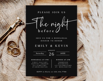 "Minimalistische Probeessen Einladung, ""Die Nacht vor dem Abendessen"" (Digitaler Download)"