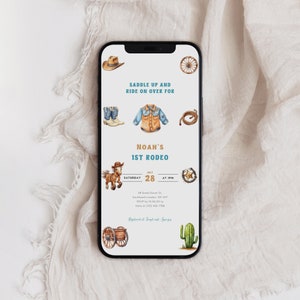 Cowboy Birthday Invitation Template, Wild West Birthday Evite, Western First Birthday Electronic Invitation, Instant Download, Evite, B-625