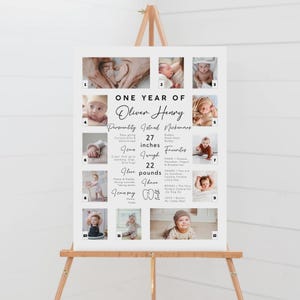 Editable First Birthday Milestone Sign, 1st Birthday Photo Poster, First Birthday Milestone Board, One Year Of Milestone Poster, MS-03