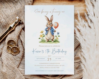 Peter Rabbit First Birthday Invitation, Editable Invite (Digital)