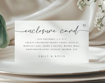 Minimalist Wedding Enclosure Card Template, Editable Invitation Insert (Digital)