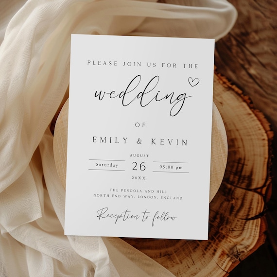 Modern Wedding Invitation Template, Editable Invite (5x7) (Digital Download)