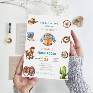 Editable Cowboy Birthday Invitation, Wild West Birthday Invite, Western First Birthday Invitation Template, Instant Download, Evite, B-621