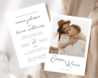 Minimalist Wedding Invitation Template, Modern Wedding Invite, Photo Wedding Invitation,  Wedding Invitation Template Set, WI-07