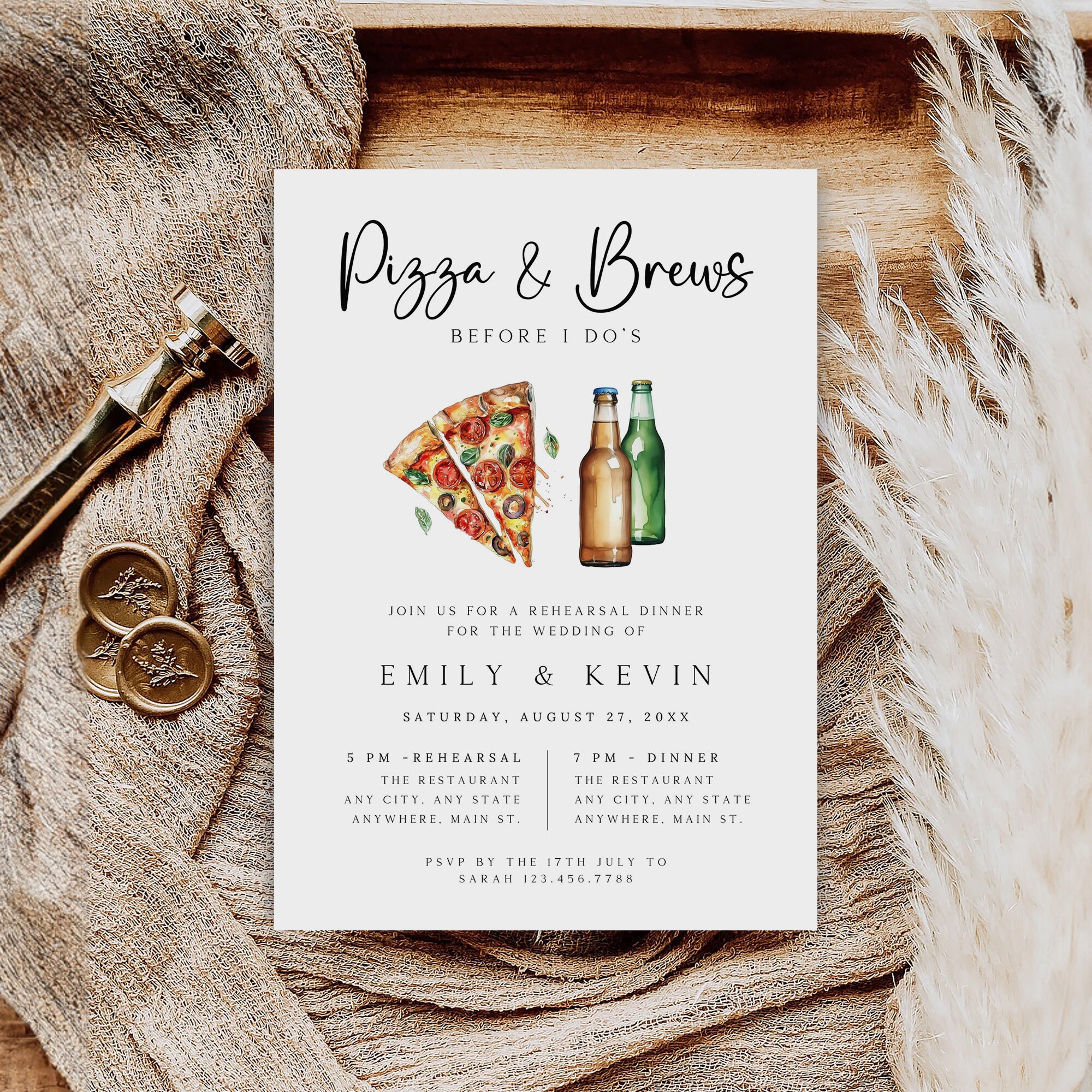Pizza Rehearsal Dinner Invitation Template (digital Download) - Etsy