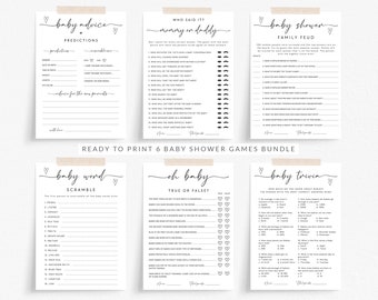 Paquete de juegos para baby shower: Trivia, Family Feud (juegos imprimibles)