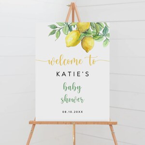 Bearbeitbares Zitronen-Babyparty-Willkommensschild, Zitrus-Babyparty-Poster, Limonade-Babyparty-Schild, Sommerparty-Dekoration, Schildvorlage, BS-80