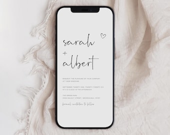 Calligraphy Wedding Evite, Modern Electronic Invitation (1080x1920px)