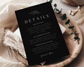 Minimalist Leafy Wedding Details Card Template (Digital Download)