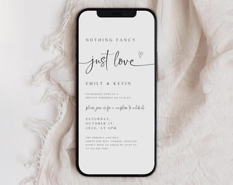 Minimalist Wedding E-vite, Elopement Reception Invite (Digital Download)