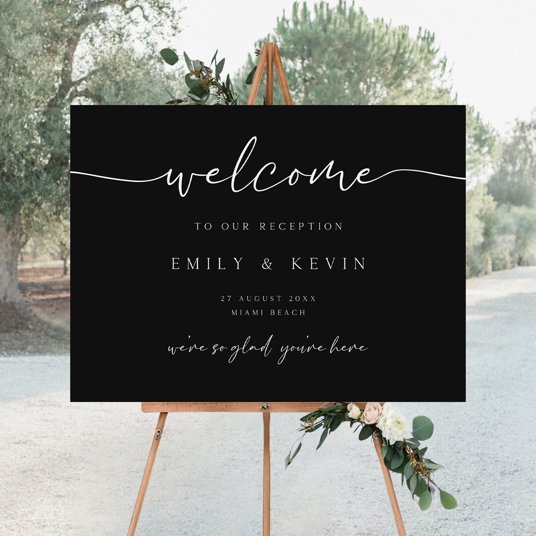 Reception Wign In Black Reception Welcome Sign, Elegant Wedding Poster (digital Download ...