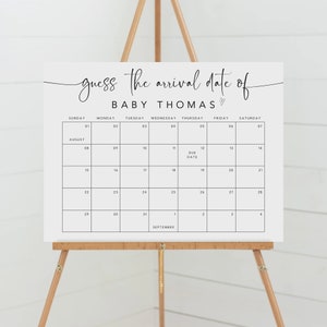 Baby Due Date Calendar Game, Guess Baby's Birth Date, Editable Baby Prediction, Baby Shower Game, Due Date Game, Instant Download, BSG-146