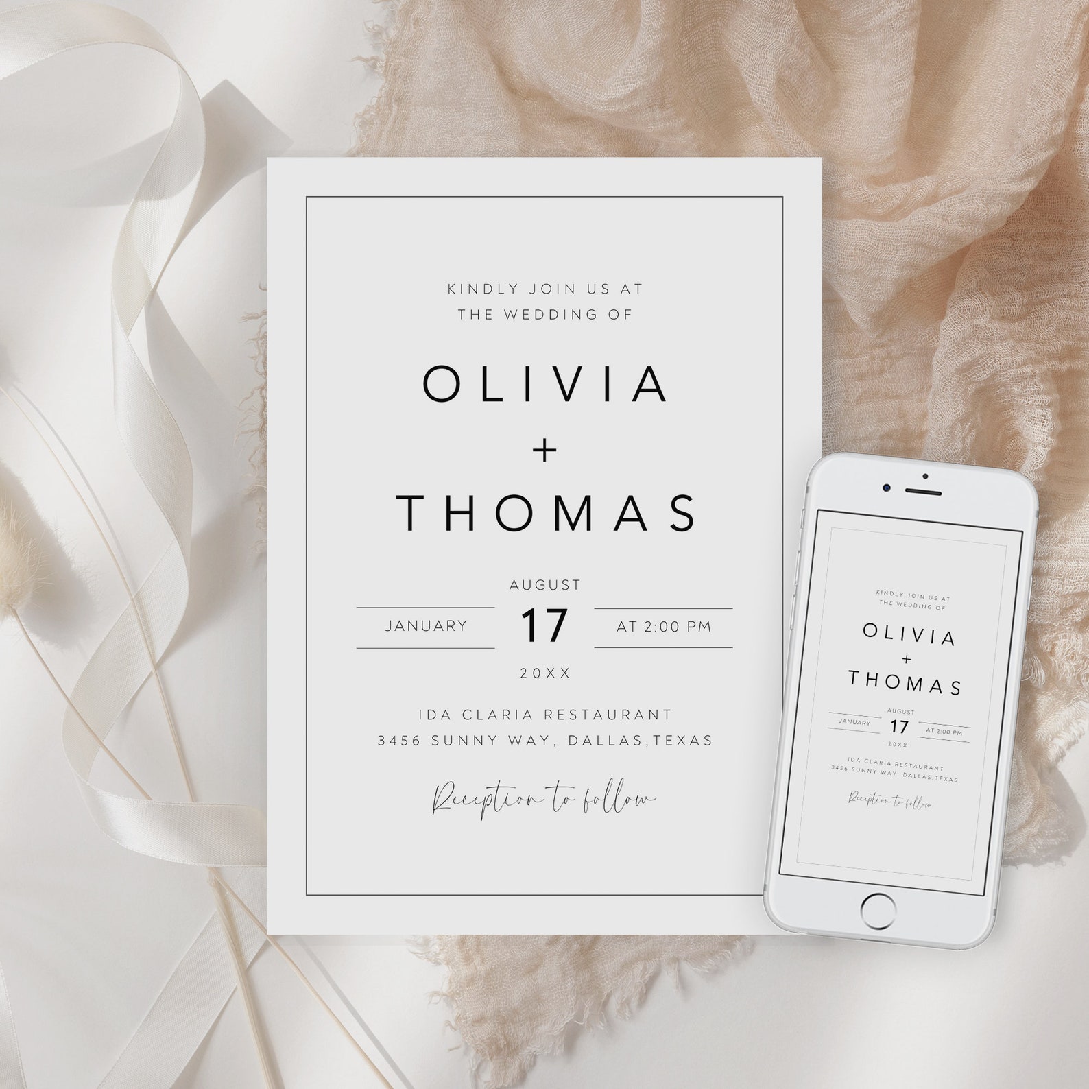 Editable Wedding Invitation, Printable Wedding Invitation Template ...