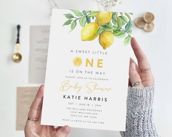 Lemon Baby Shower Invitation, Citrus Theme (Digital File)