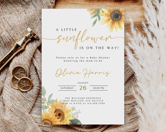 Rustic Sunflower Baby Shower Invitation Template (Instant Download)