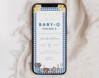 Baby-Q Sprinkle Einladung Vorlage, Backyard BBQ Evite (Digitaler Download)