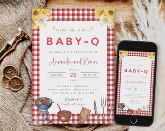 Invito modificabile per baby shower a tema barbecue in giardino (download digitale)