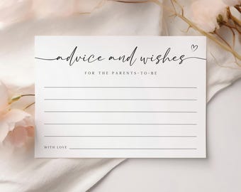 Baby Shower Advice Card Template, Minimalist Parent Advice (Digital Download)