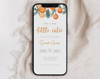 Orange Citrus First Birthday Invitation, Cutie Theme (Digital Evite)