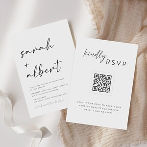 Hochzeitseinladung mit QR-Code, Hochzeitseinladungsvorlage, Laden Sie Ihren QR-Code hoch, einfache bearbeitbare Einladung, WI-40