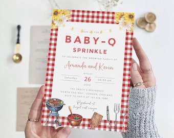 Baby-Q Streueinladung Vorlage, bearbeitbares BBQ einladen (Digitaler Download)